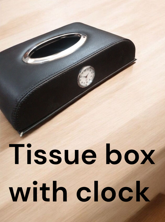 car tissue box with clock