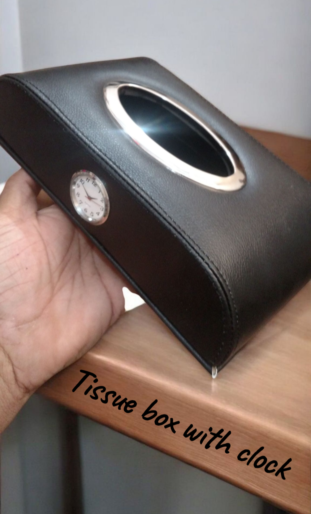 car tissue box with clock